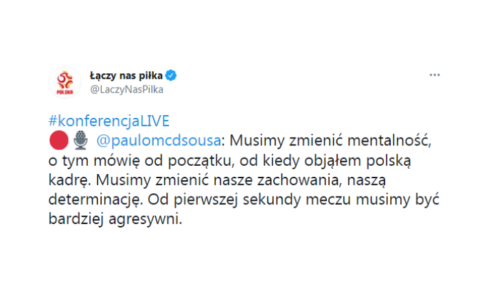 Pierwsza rzecz DO ZMIANY w naszej kadrze według Sousy!